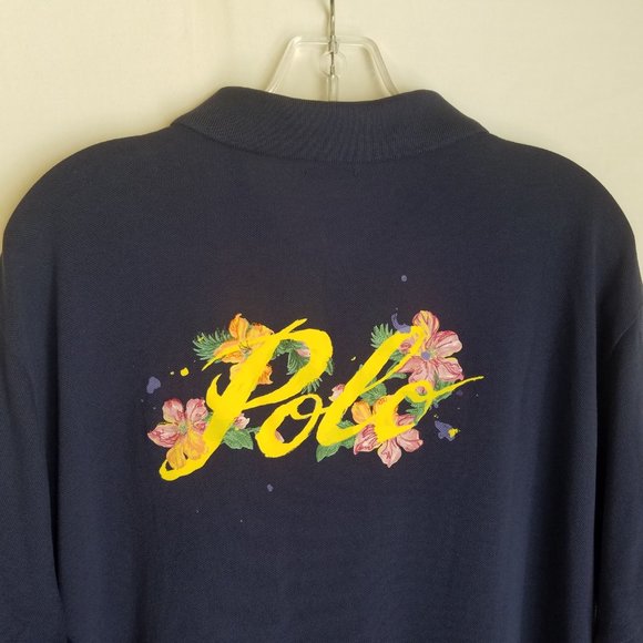 NEW Polo Ralph Lauren Floral Painted Design Polo Shirt Mens Custom Slim Fit XL - Picture 7 of 7